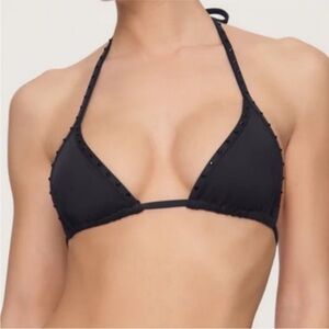 Skims Rhinestone Studded Black Triangle String Bikini Top